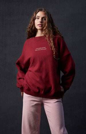 The Met Women's x Pacsun Logo Crew Neck Sweatshirt in Burgundy - Size Large