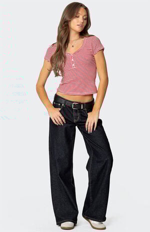 Kady Striped Henley T-Shirt image number 2