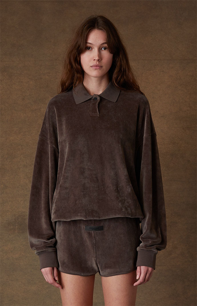 Fear of God Essentials Women's Off Black Velour Beach Shorts