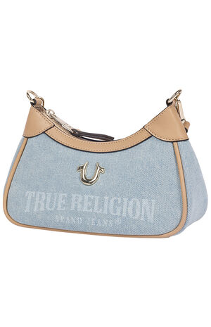 Blair Denim and Faux Leather Shoulder Bag image number 4