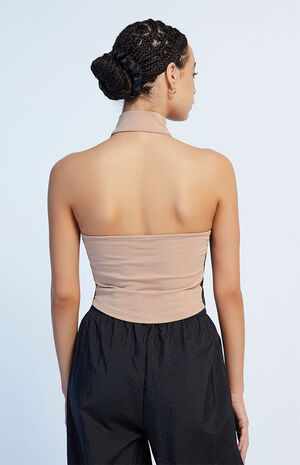 Tan T7 Half Zip Tank Top image number 3