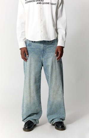 Blake Extreme Baggy Jeans Textured Checkerboard Light Blue image number 2