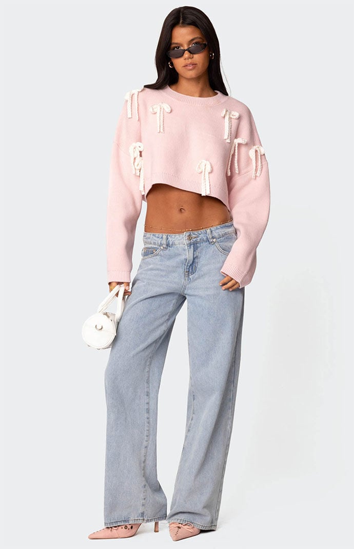 Edikted Chunky Bow Cropped Sweater | PacSun