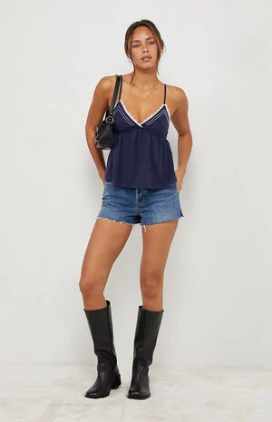 Elena Beaded V-Neck Babydoll Top image number 1