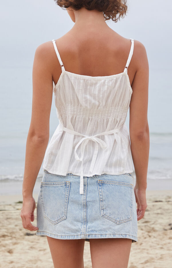 John Galt White Textured Tiffany Tank Top