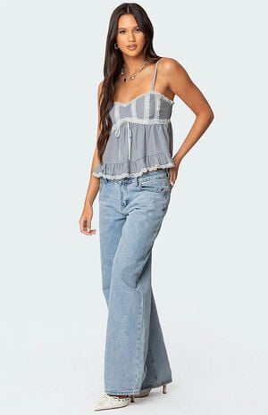 Lace Trim Babydoll Tank Top image number 4