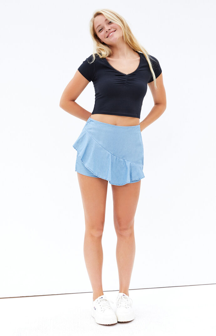 Ripple Blue Ruffle Skort