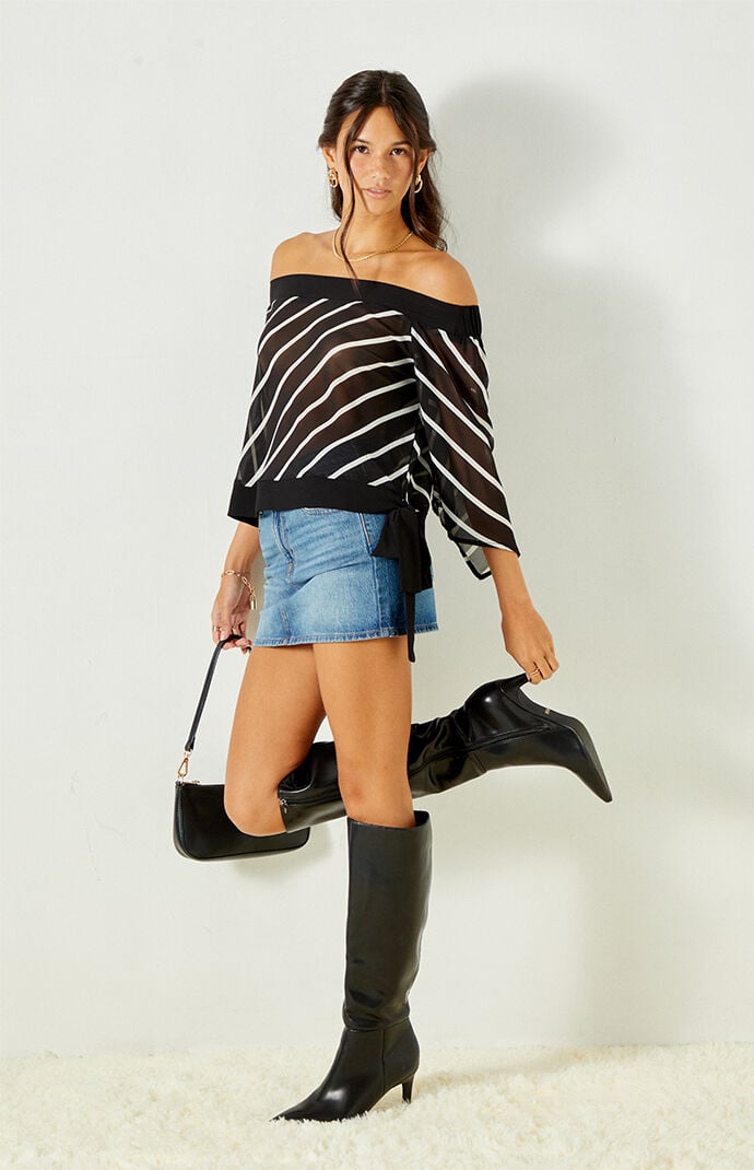 Beverly and Beck Ken Striped Off-The-Shoulder Top