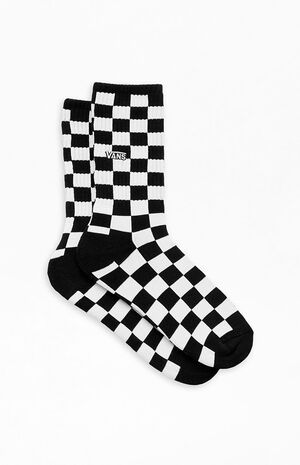 Black & White Checkerboard Crew Socks image number 2
