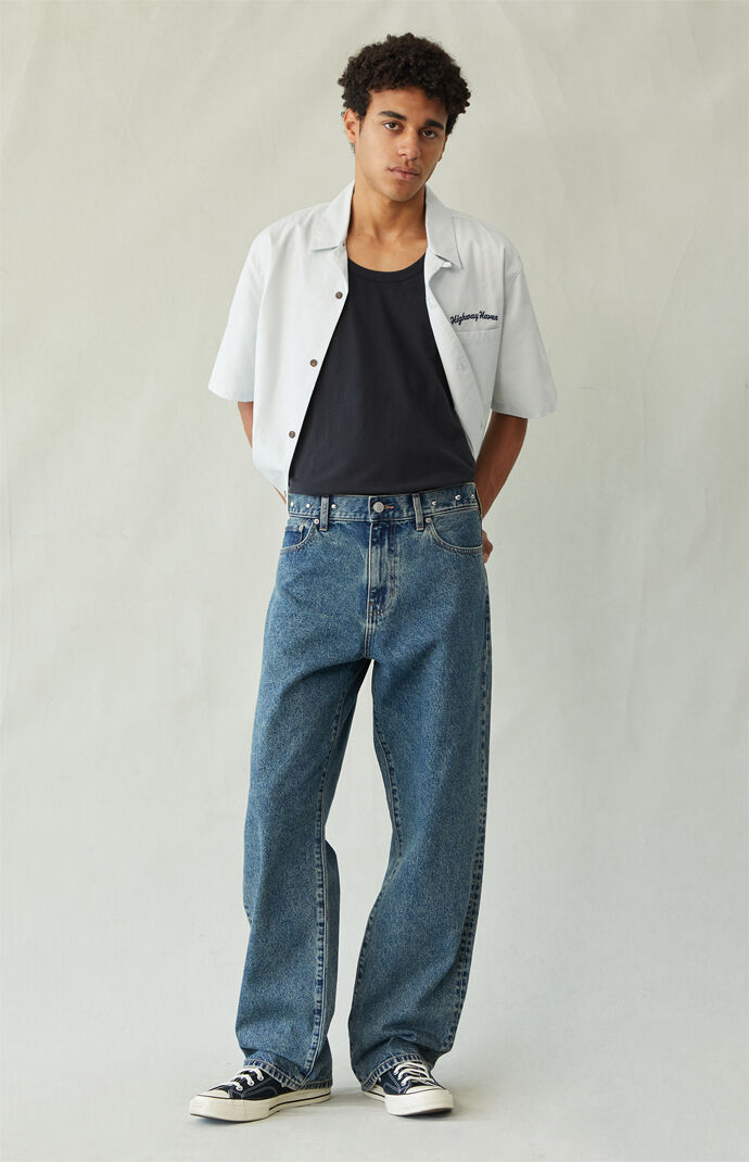 Pacsun Dylan Baggy Jeans Studded Medium Blue