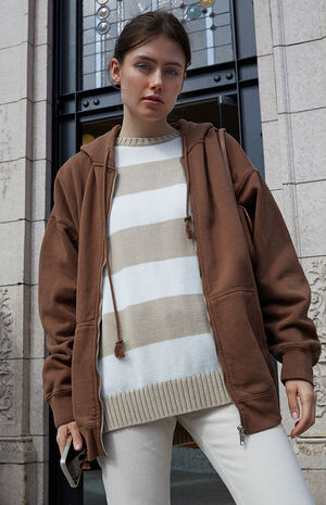 Brown Full Zip Hoodie image number 1