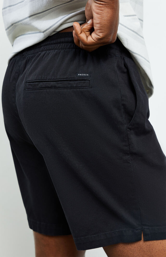 Black Stretch Twill Volley Shorts