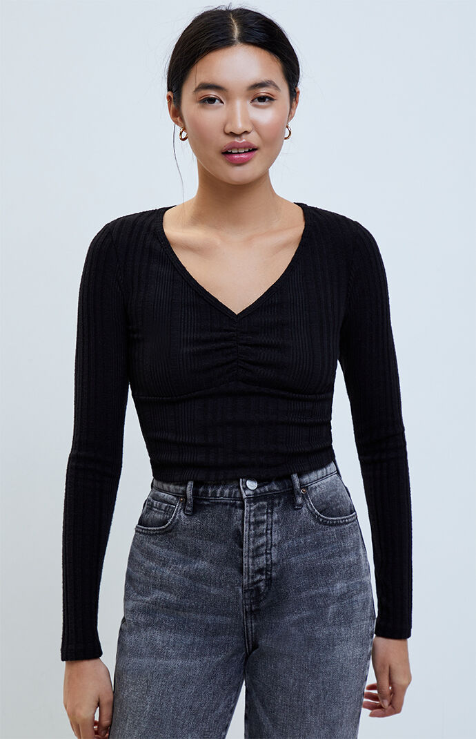 Long Sleeve Cinched Front Top