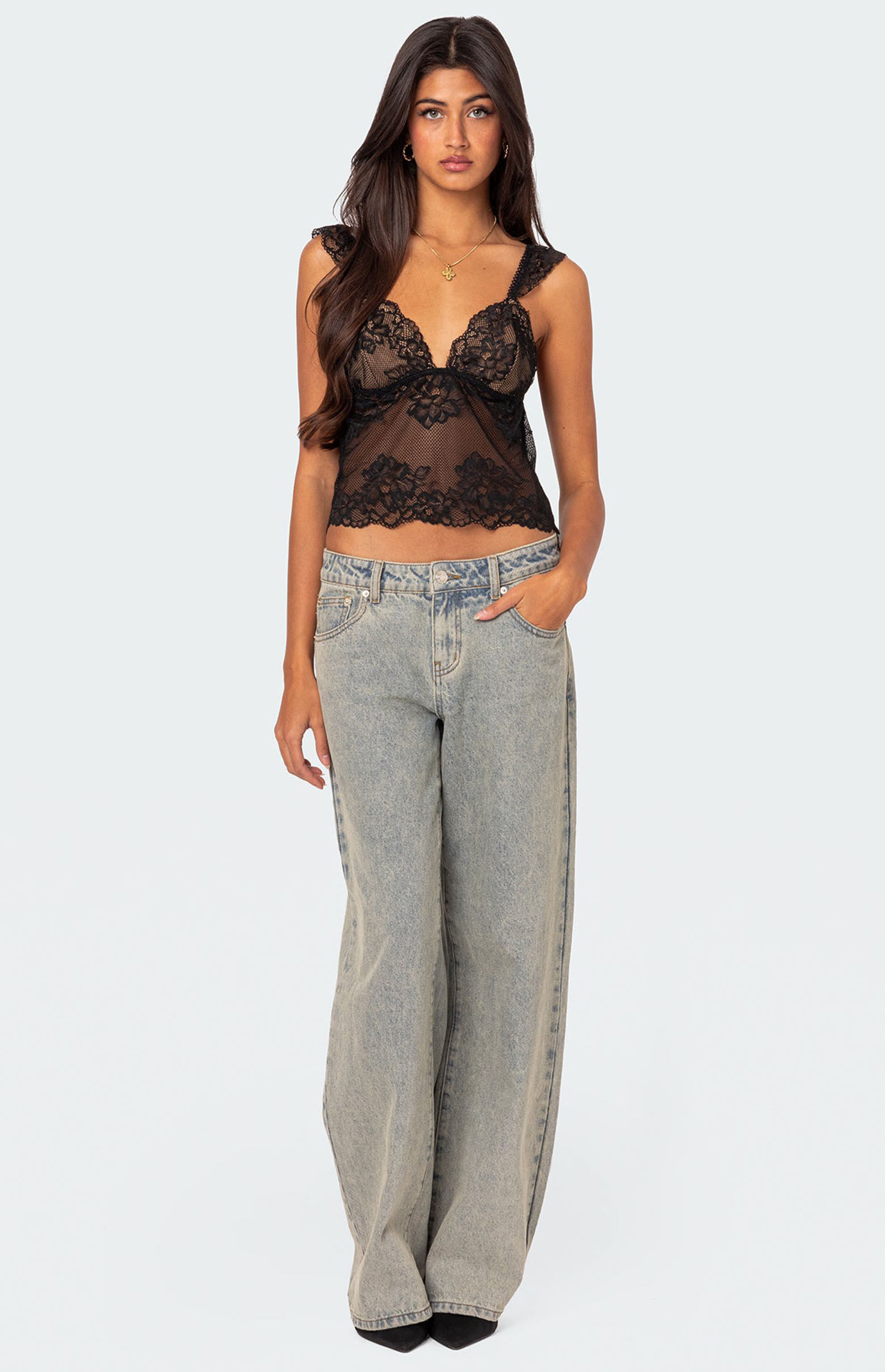Edikted Jasmine Sheer Lace Top