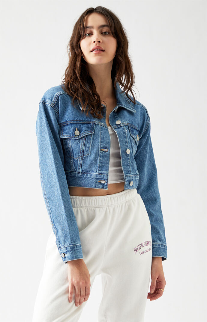 PacSun Womens Blue Cropped Denim Jacket