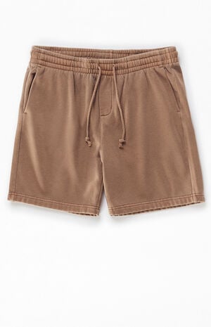 Brown Vintage Wash Fleece Volley Shorts