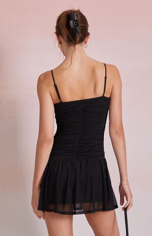 Gingham Bow Mesh Mini Dress image number 4