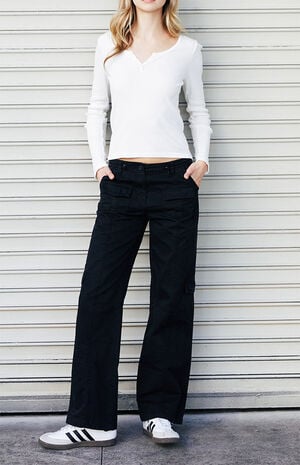 White Zelly Henley Long Sleeve Top image number 3