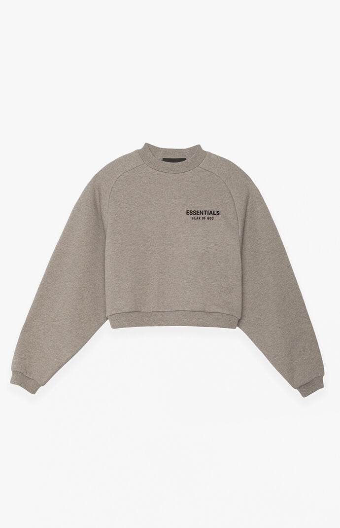 Fear of God Essentials Women's Heather Grey Fleece Cropped Crew