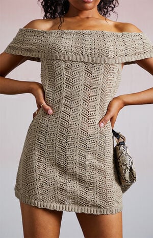 Crochet Off-The-Shoulder Mini Dress image number 3