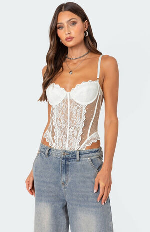 Cabaret Lacey Sheer Mesh Bodysuit image number 1