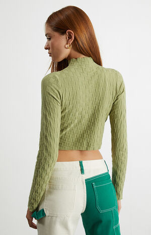 Checker Stitch Mock Neck Sweater image number 4