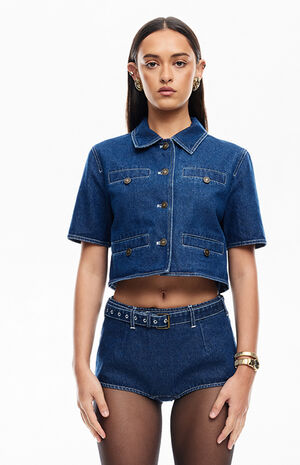 Halston Denim Brief Shorts image number 2