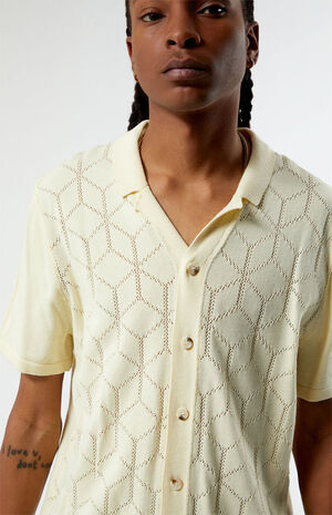 Cream Pattern Knit Shirt image number 2