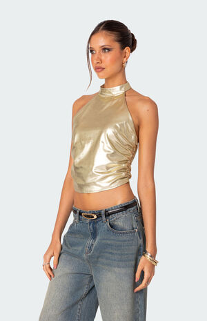 Karter Metallic Halter Top image number 5