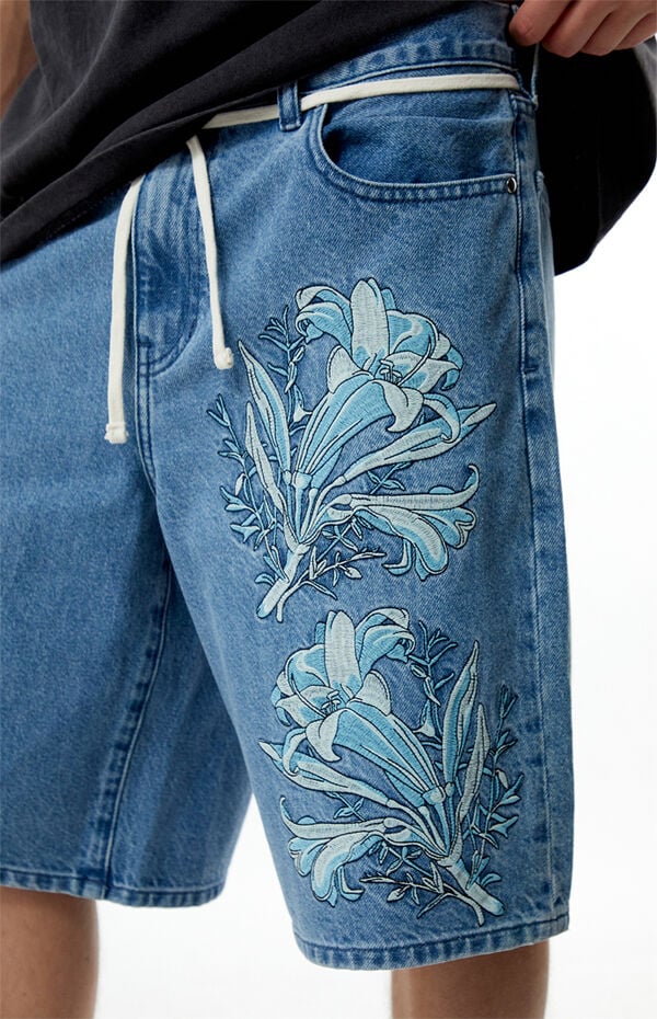 The Met x Pacsun Moon Flask Lily Baggy Denim Shorts