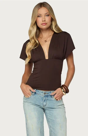 Flutter Plunging V Neck Top image number 1