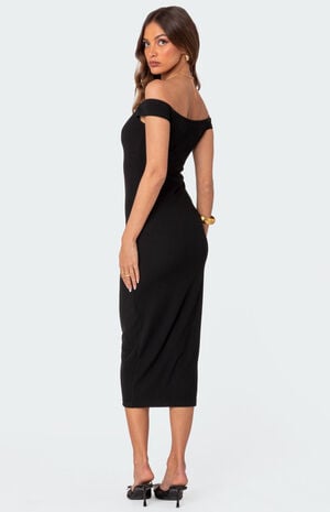 Kyla Off Shoulder Ribbed Midi Dress image number 4