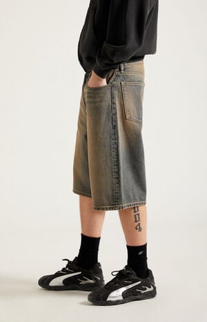 Austin Extreme Baggy Denim Shorts Dark Blue Tint image number 4