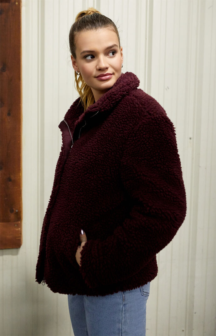 Burgundy Sherpa Jacket