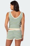 Embroidered Scallop Sleeve Striped Knit Top