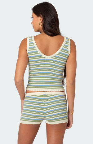 Scalloped & Striped Knit Top image number 4