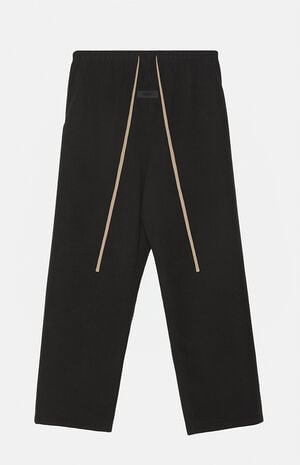 Black Brushed Yarn Relaxed Sweatpants image number 1