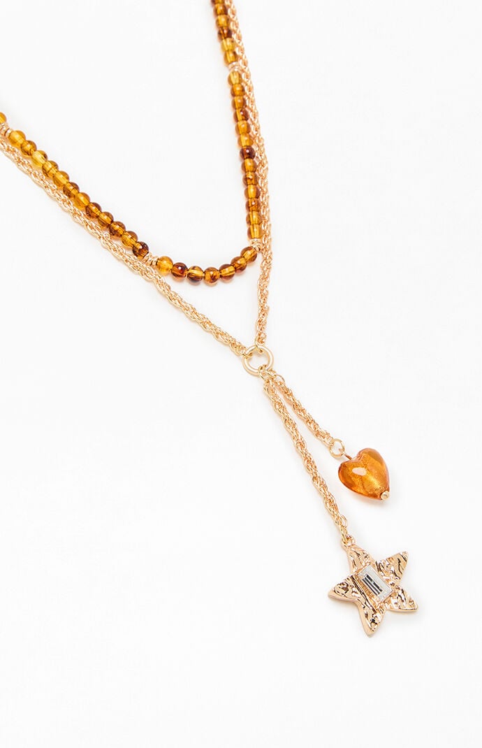 LA Hearts Raven Beaded Layered Necklace