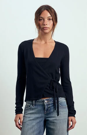 Adelaide Wrap Long Sleeve Sweater image number 3