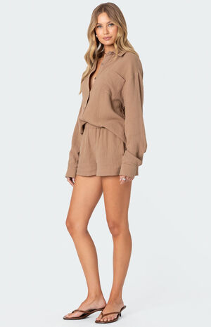 Levy Oversized Gauze Button Up Shirt image number 4