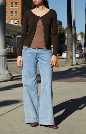 Brown Athelia Pointelle Cardigan image number 1