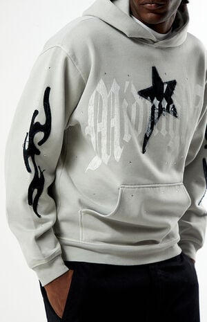 Midnight Raw Applique Rhinestone Hoodie image number 2