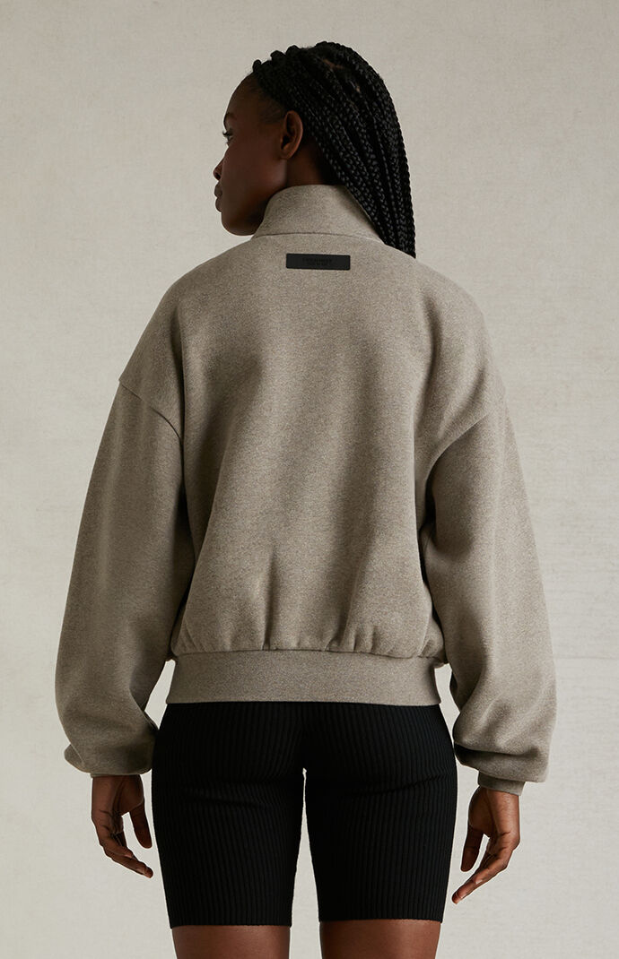 Fear of God Essentials Women's Heather Grey Zip Up Jacket Fear of God Essentials Women's Heather Grey Zip Up Jacket