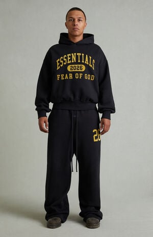 Vintage Black Lounge Fleece Baggy Sweatpants image number 2