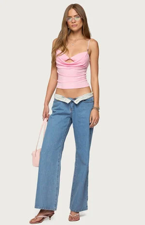 Layered Bra Cowl Neck Top image number 5