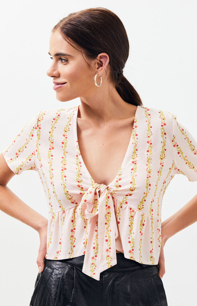 Short Sleeve Tie Front Top