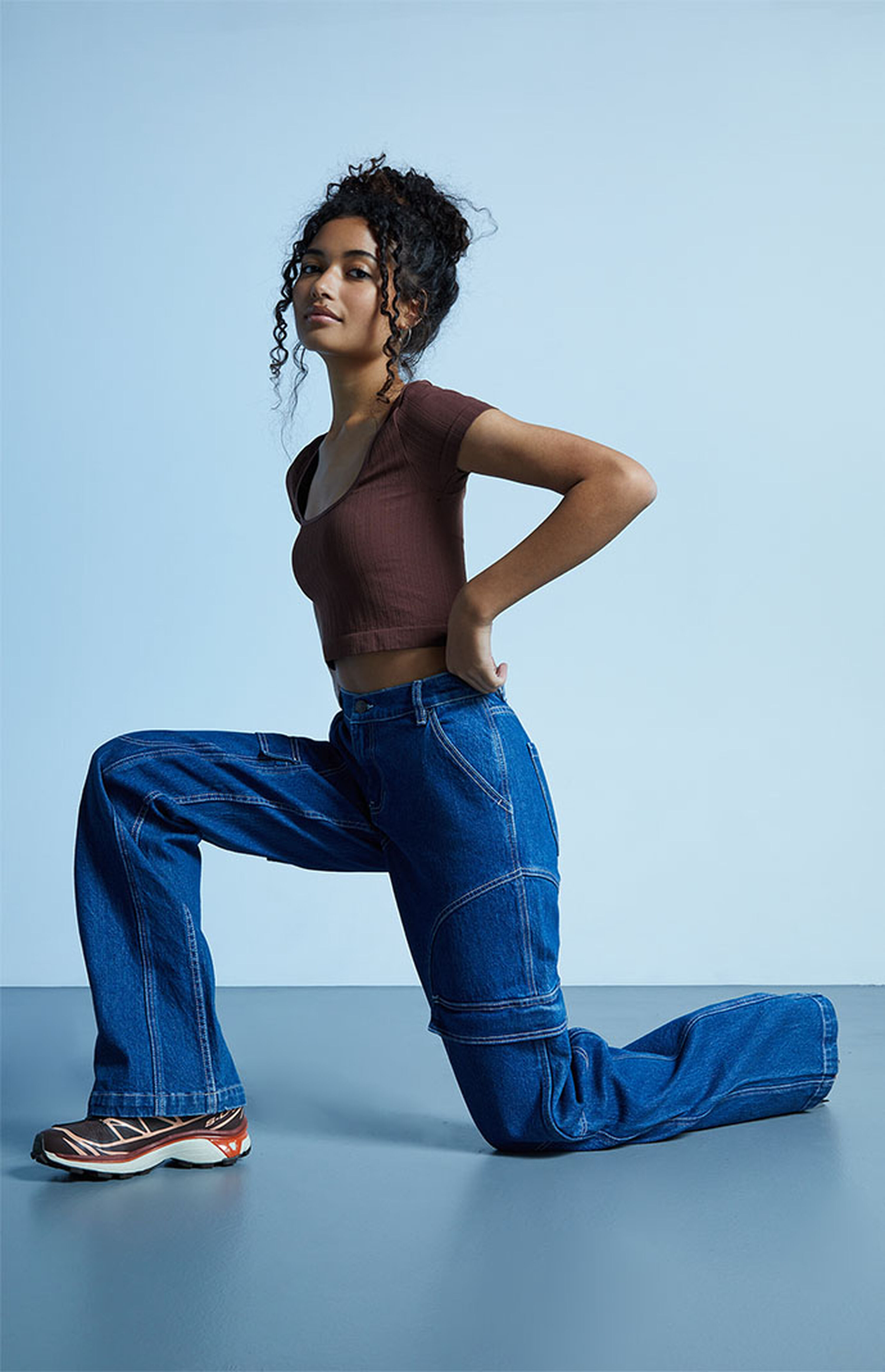 PacSun Dark Blue High Waisted Baggy Skate Pants PacSun