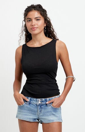 Tatum Ultimate Low Rise Jean Micro Shorts Stretch Medium Blue image number 3