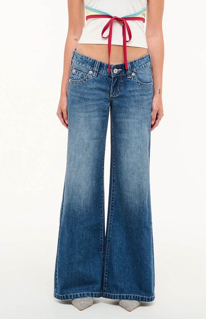 Abrand Women's Evelyn 00 Super Low Rise Wide Leg Jeans In Dark Indigo
