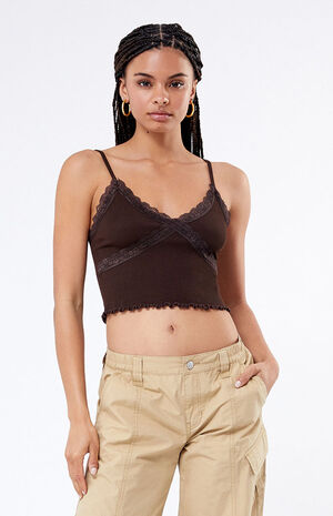 Seamless Lace Trim Bustier Top image number 3